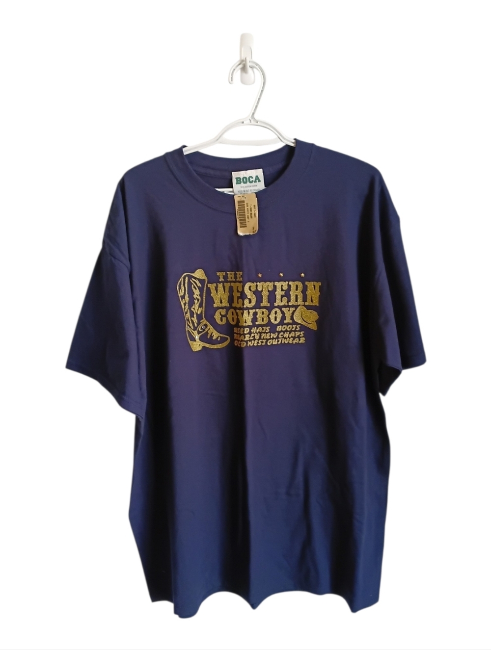 Vintage BOCA Navy Blue 'The Western Cowboy' Graphic Tee XL NWT